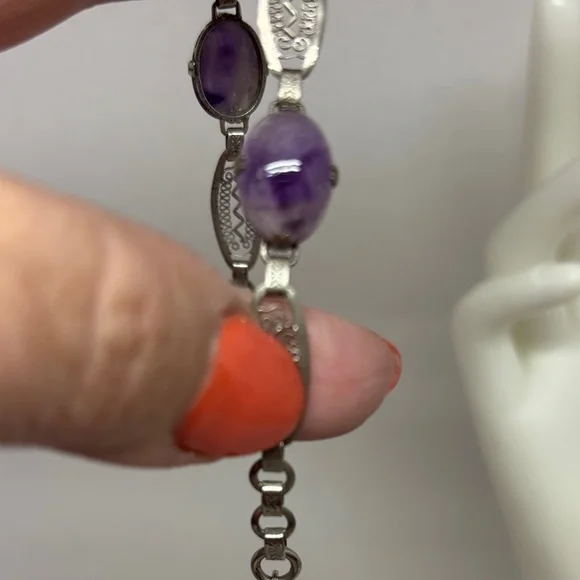 Beautiful Vintage Amethyst and Sterling Bracelet - Picture 11 of 16